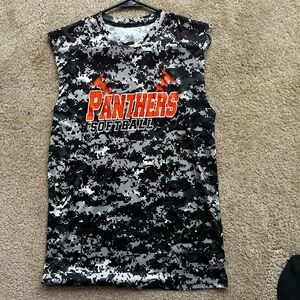 Panthers Softball Camo Shirt - Black and Gray (Cut off sleeves)